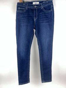 VGS Vigoss Women's Jeans Roll Up Skinny Sz 8 Stretchy Flap Pocket Dark Wash